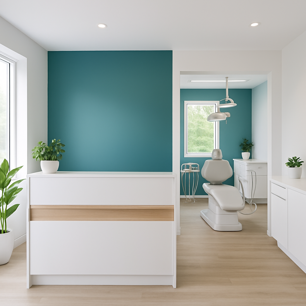 The bright, modern interior of the Lumen Dental clinic