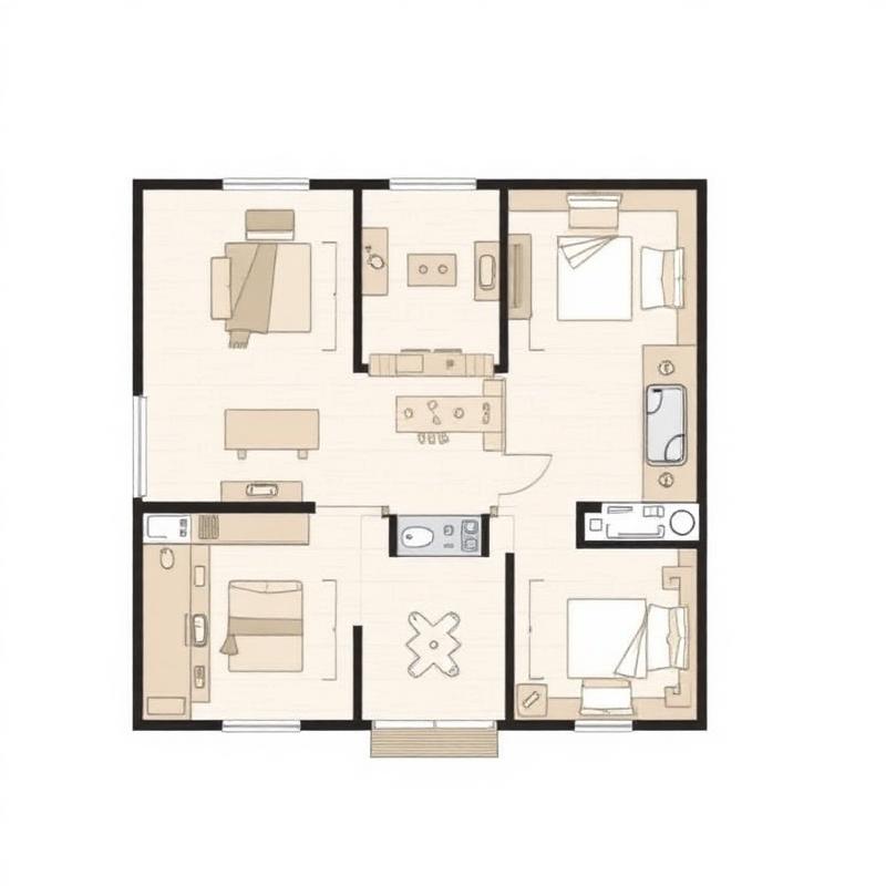 2 BHK floor plan